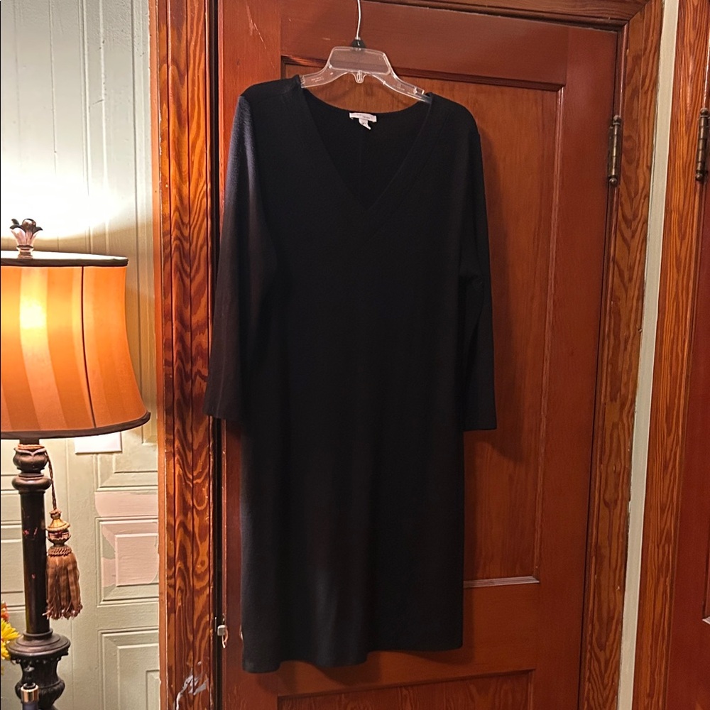Daily Ritual Black Long Sleeve V-Neck Sweater Dress